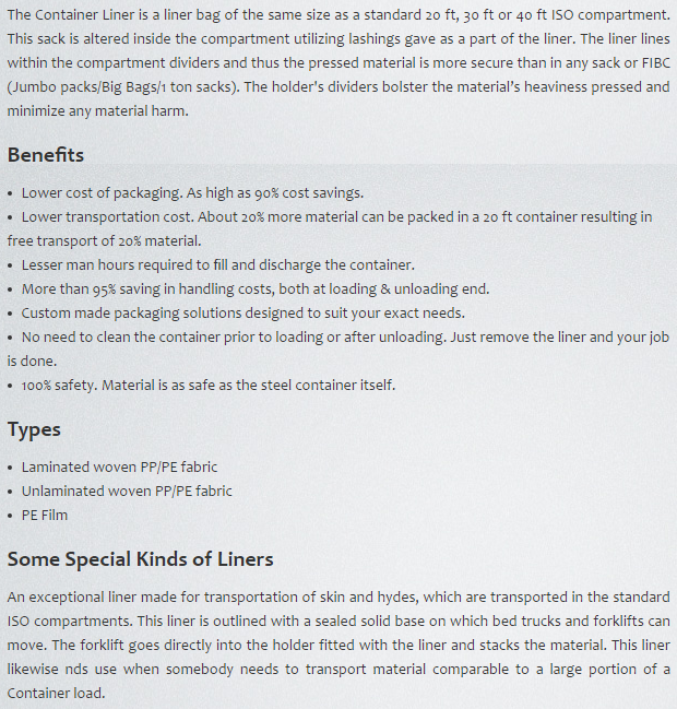 Exporter of Container Liner